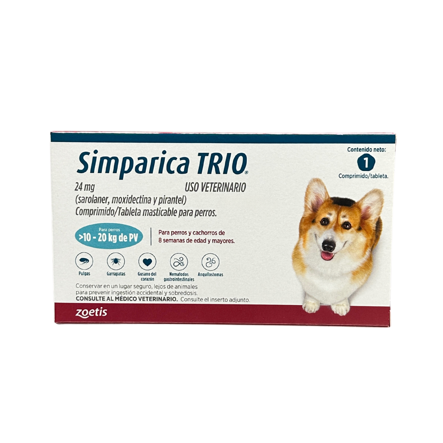 Simparica trio - Tabletas por unidad Desparasitante interno y externo