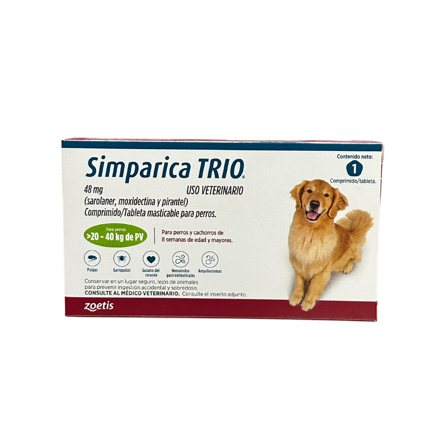 Simparica trio - Tabletas por unidad Desparasitante interno y externo