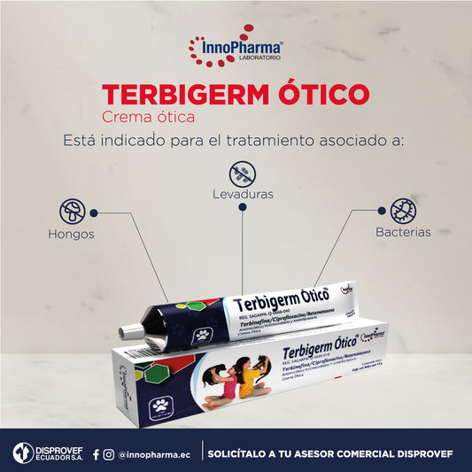 Terbigerm Ótico Terbinafina antimicótico antimicrobiano y antiinflamatorio crema ótica de 15g
