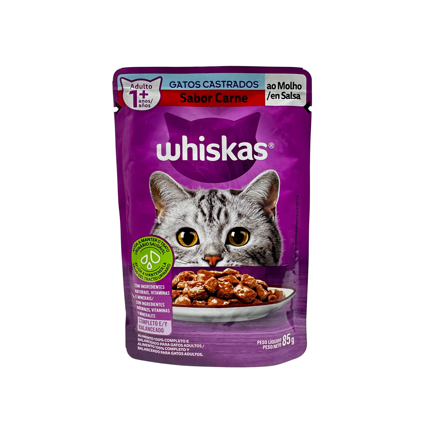 Whiskas comida húmeda adultos castrados Sabor Carne 85g