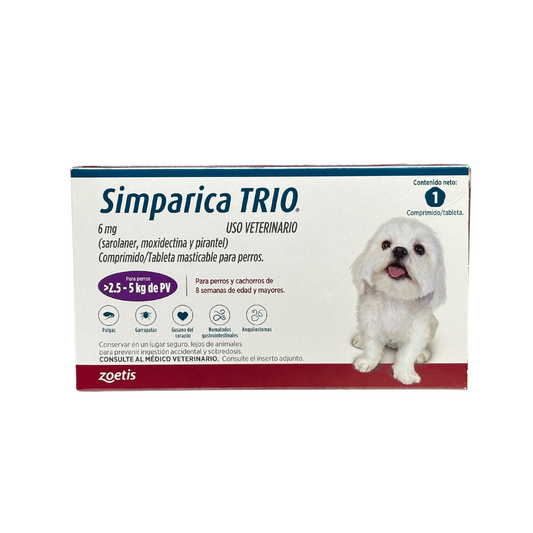 Simparica trio - Tabletas por unidad Desparasitante interno y externo