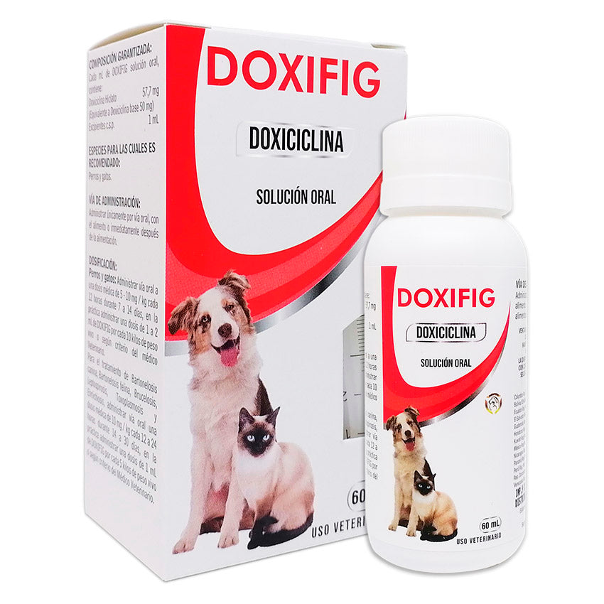 Doxifig Doxiciclina solución oral de 60mL para caninos y felinos