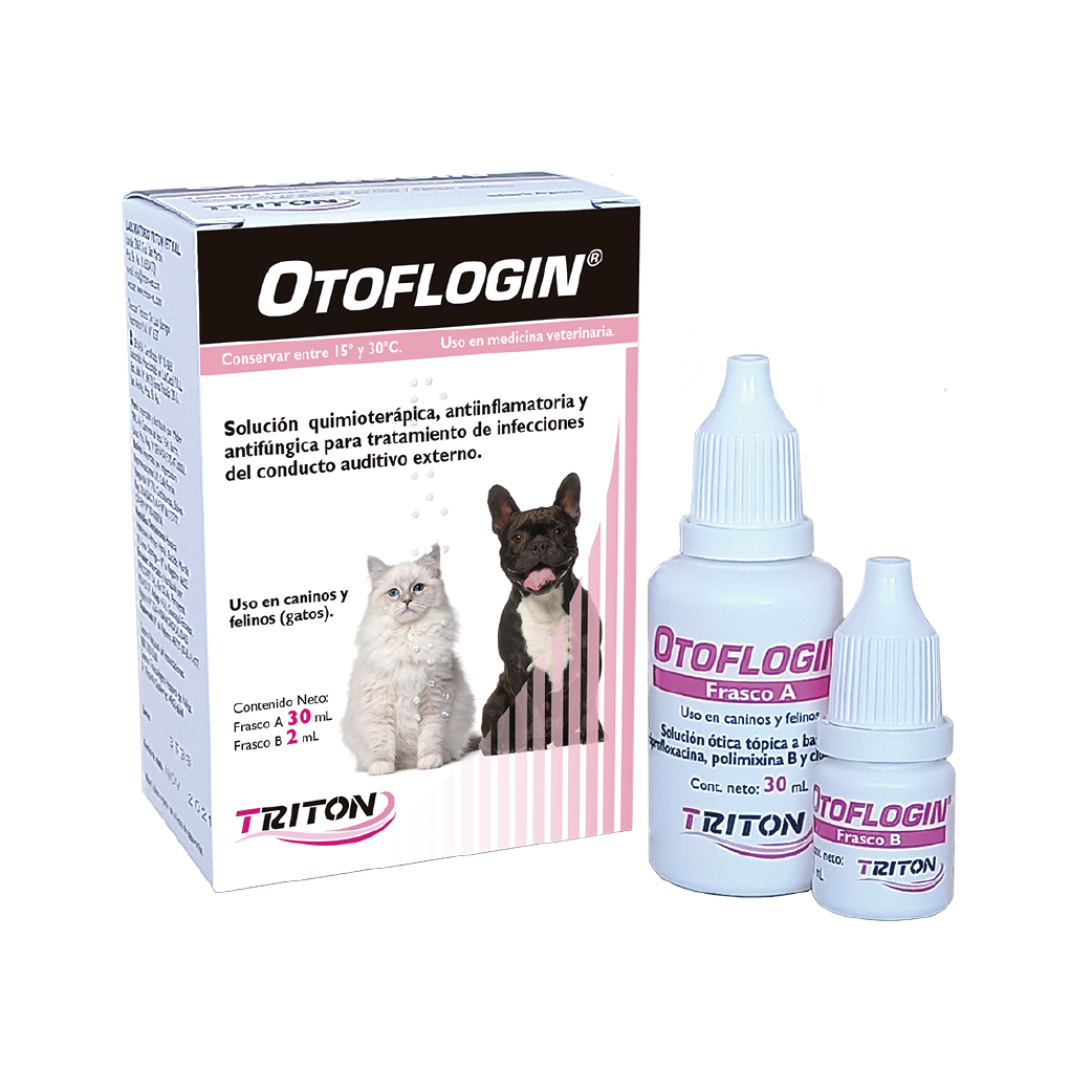 Otoflogin frascos A de 100ml y B 2ml para tratamiento de infecciones del conducto auditivo externo