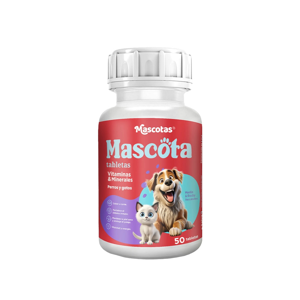 Mascotas vitamina y minerales frasco de 50 tabletas