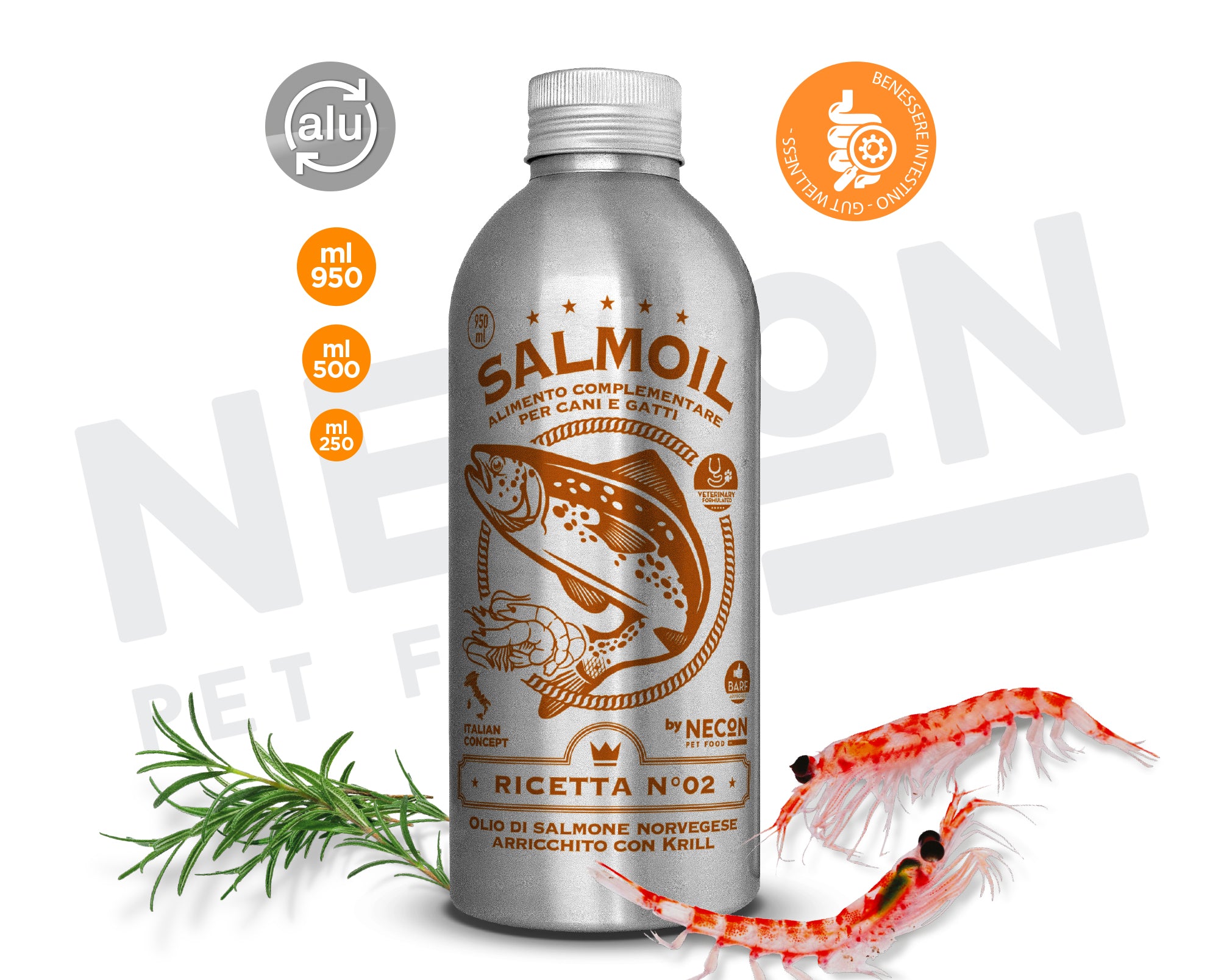 Salmoil Ricetta N° 2 Aceite de salmón para el bienestar intestinal de 150mL