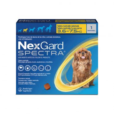 Nexgard Spectra 3.6-7.5Kg Desparasitante para perros interno y externo