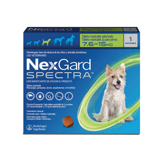 Nexgard Spectra 7.5 a 15kg Desparasitante para perros interno y externo