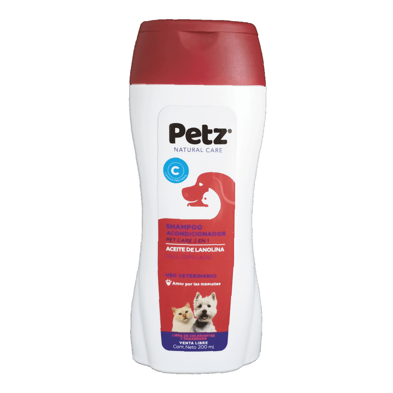 Shampoo Acondicionador Petz Pet Care 2 en 1 de 200ml - AvicMartin Farmacia Veterinaria 