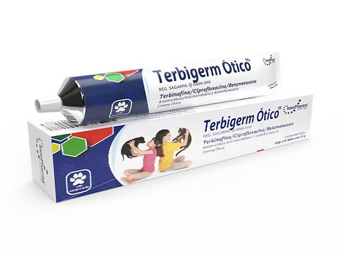 Terbigerm Ótico Terbinafina antimicótico antimicrobiano y antiinflamatorio crema ótica de 15g