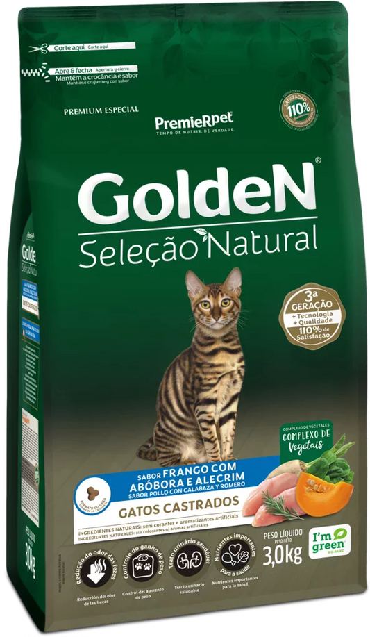 GoldeN® Selección Natural Gatos Castrados Con Sabor Pollo Con Calabaza y Romero