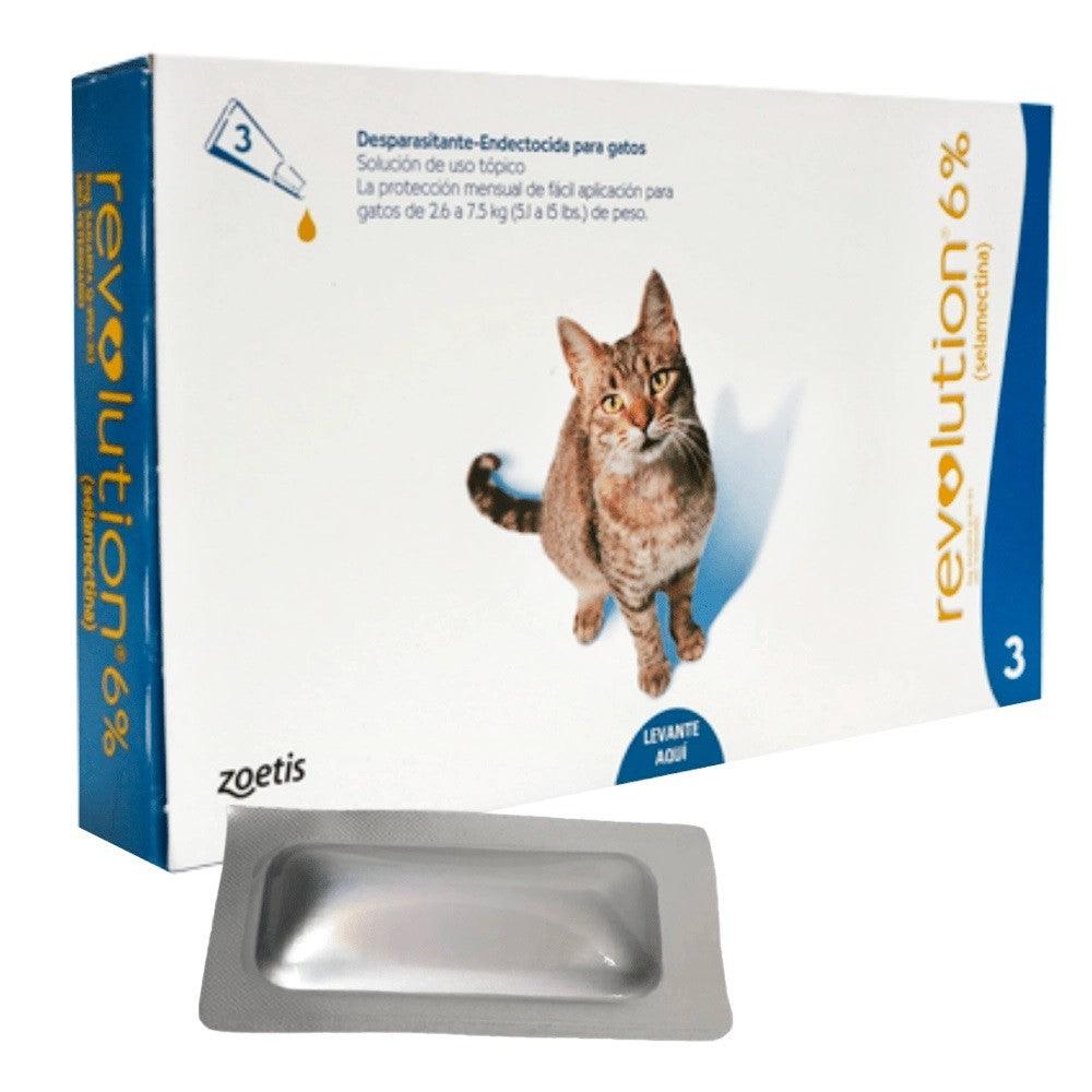 Revolution 6% para gatos de 2.6kg hasta 7.5kg de peso - AvicMartin Farmacia Veterinaria 